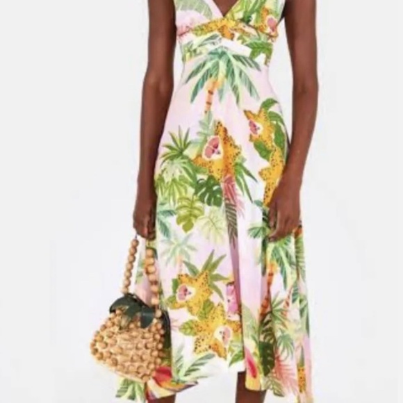 NEW Farm Rio Pink and Purple Tropical Print Midi Dress, Medium M. - Picture 8 of 10